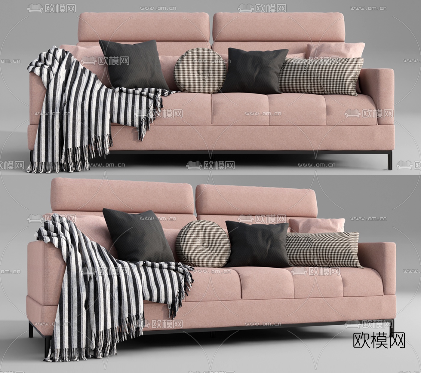 现代布艺双人沙发su模型