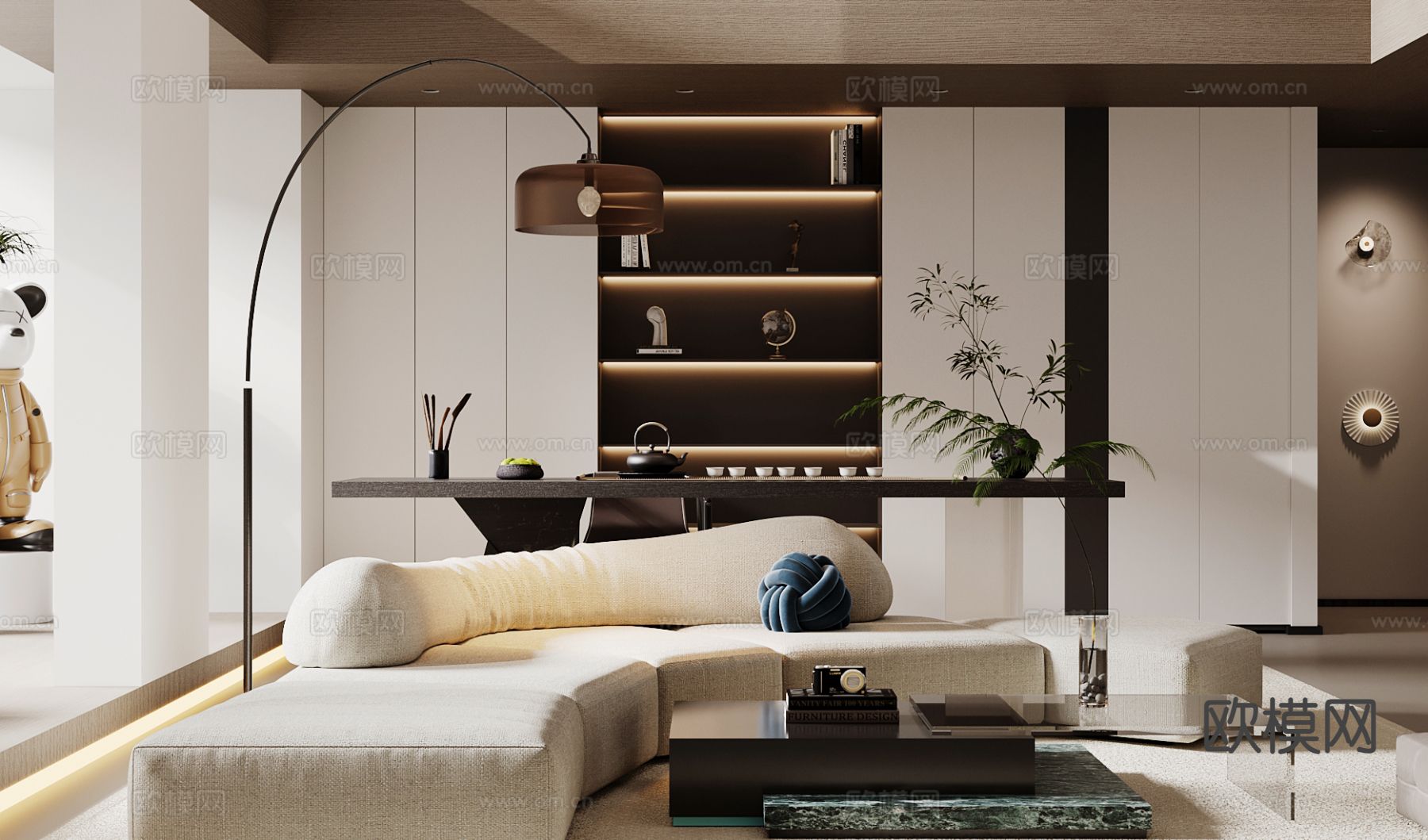 别墅客厅 别墅中空3d模型下载（渲染图2）