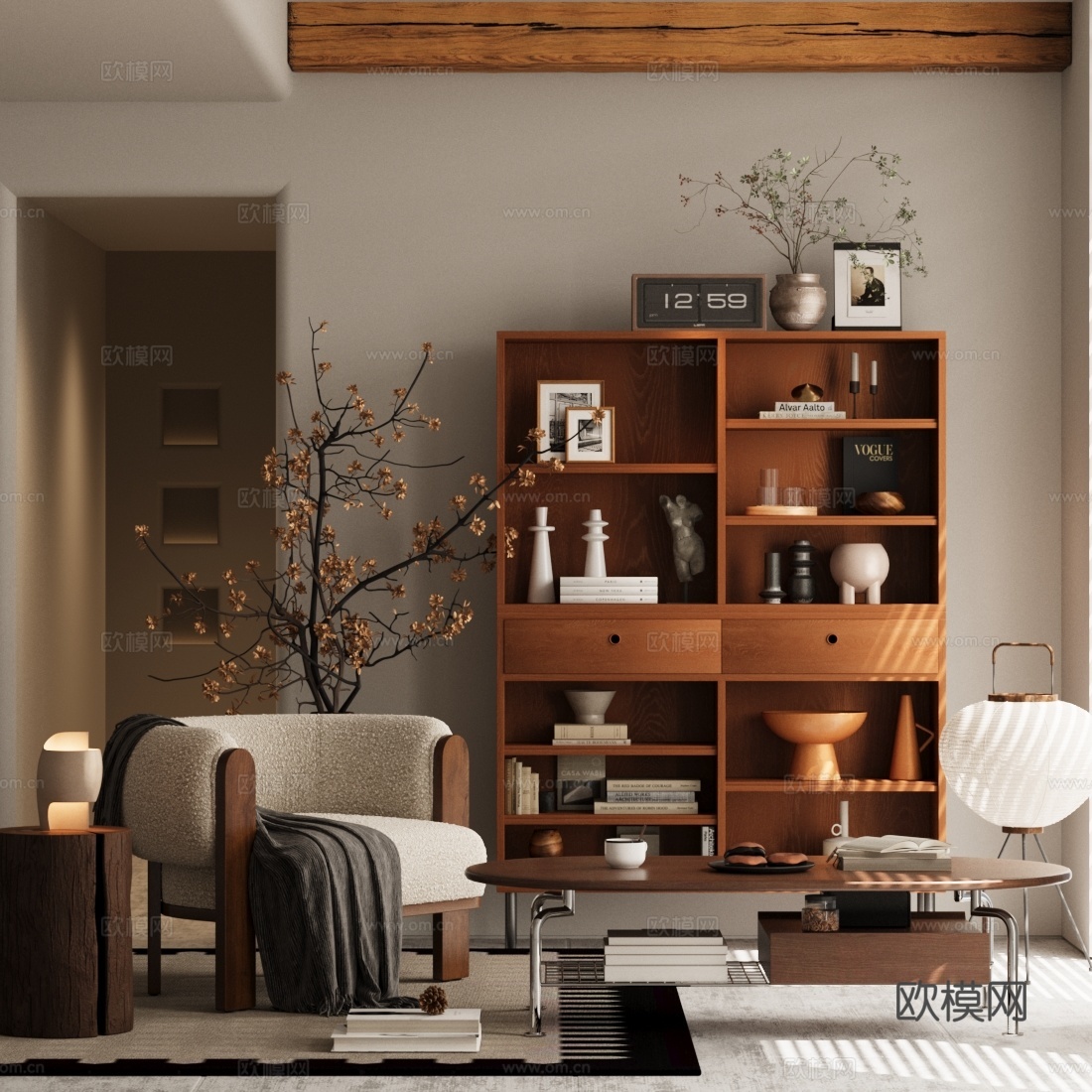 中古风椅子 休闲椅su模型下载（渲染图2）