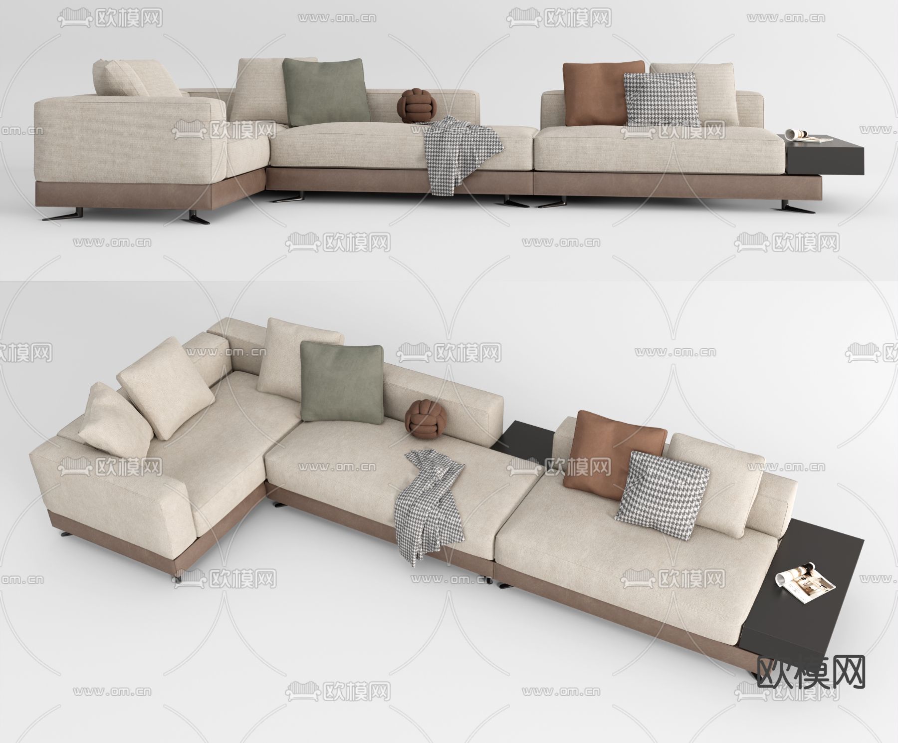 现代布艺转角沙发su模型