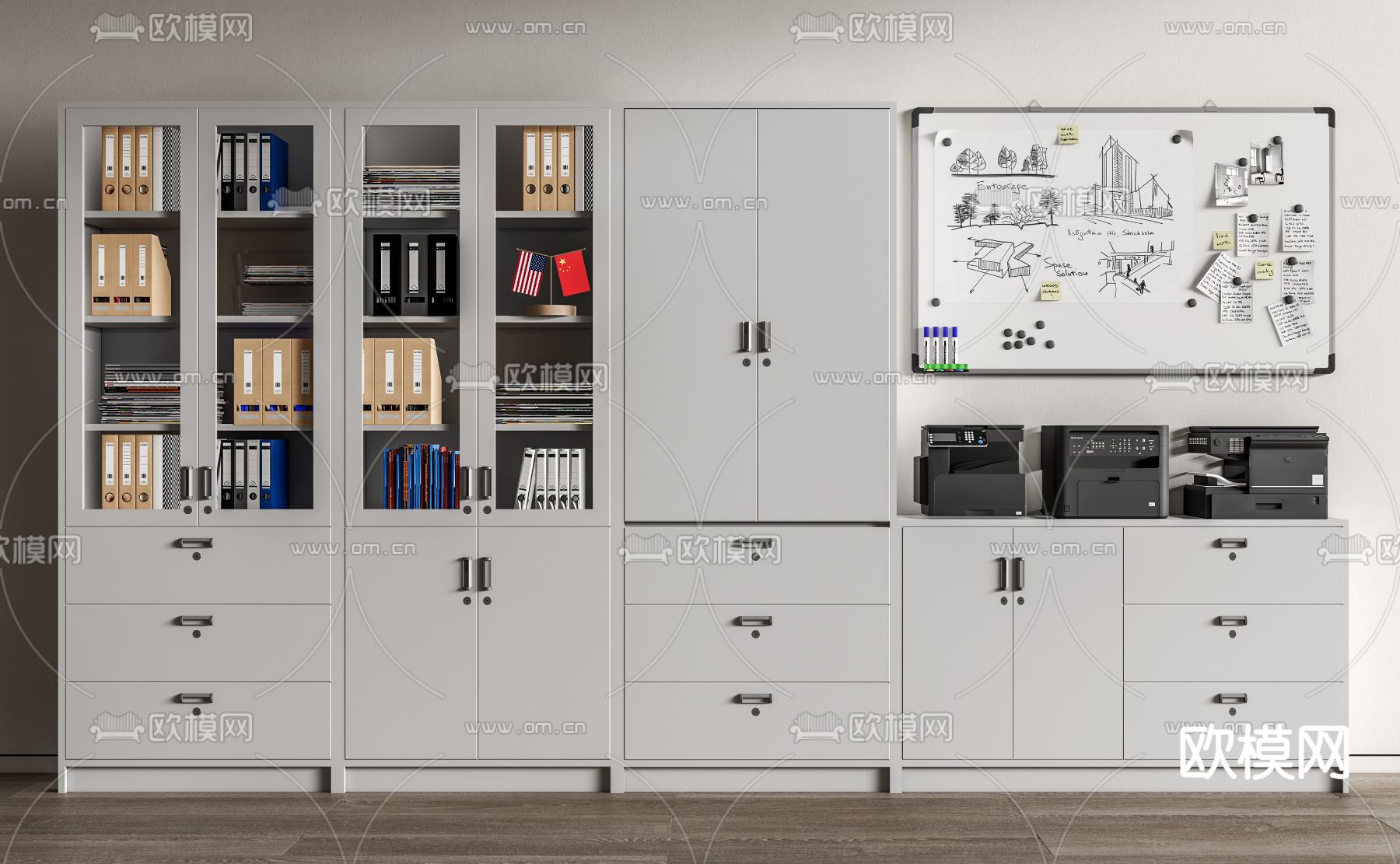 文件柜 书柜 档案柜su模型下载（渲染图1）