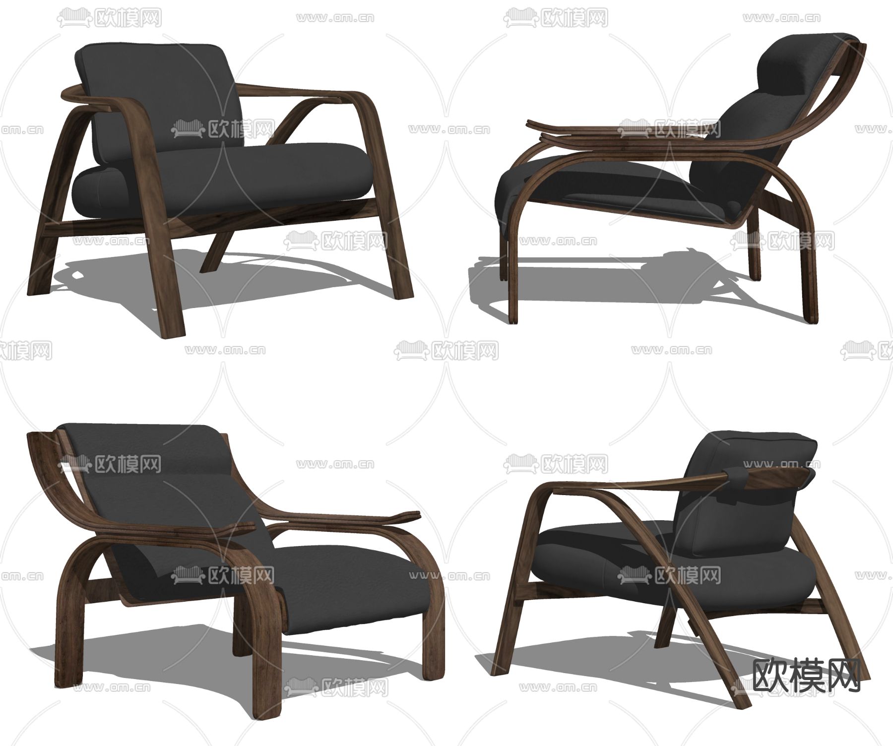 新中式休闲椅子su模型下载（渲染图2）