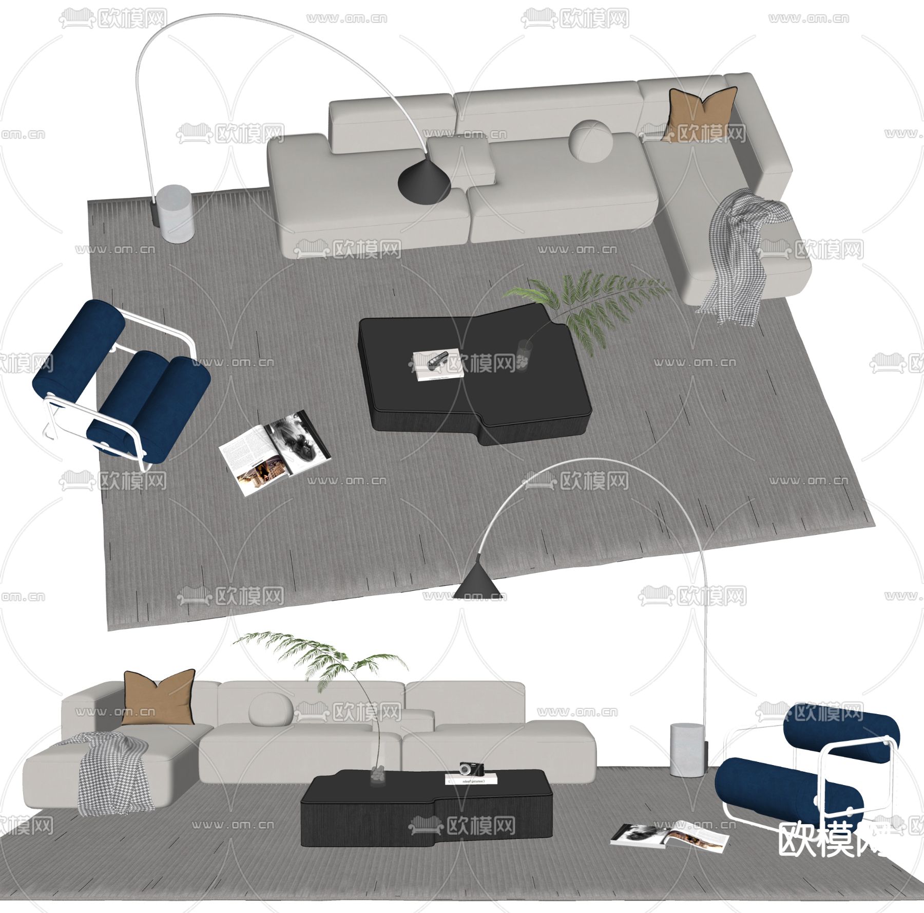 现代组合沙发su模型