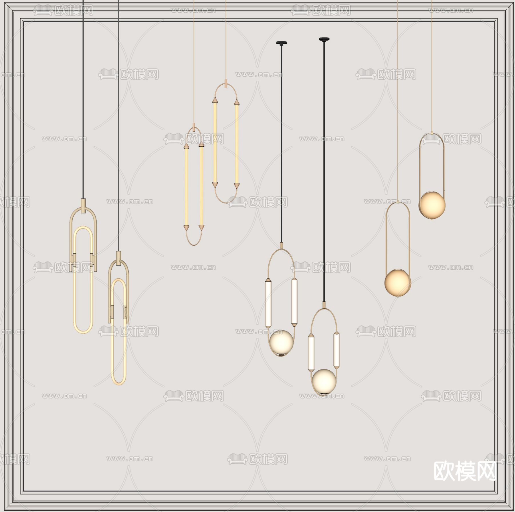 现代轻奢吊灯su模型下载（渲染图2）