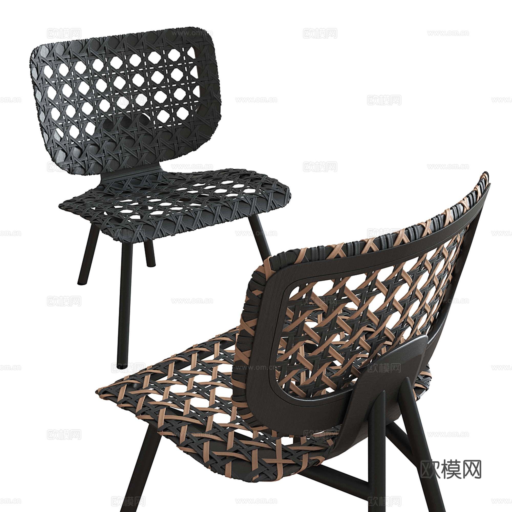中古风休闲椅 单椅 躺椅 编织椅su模型
