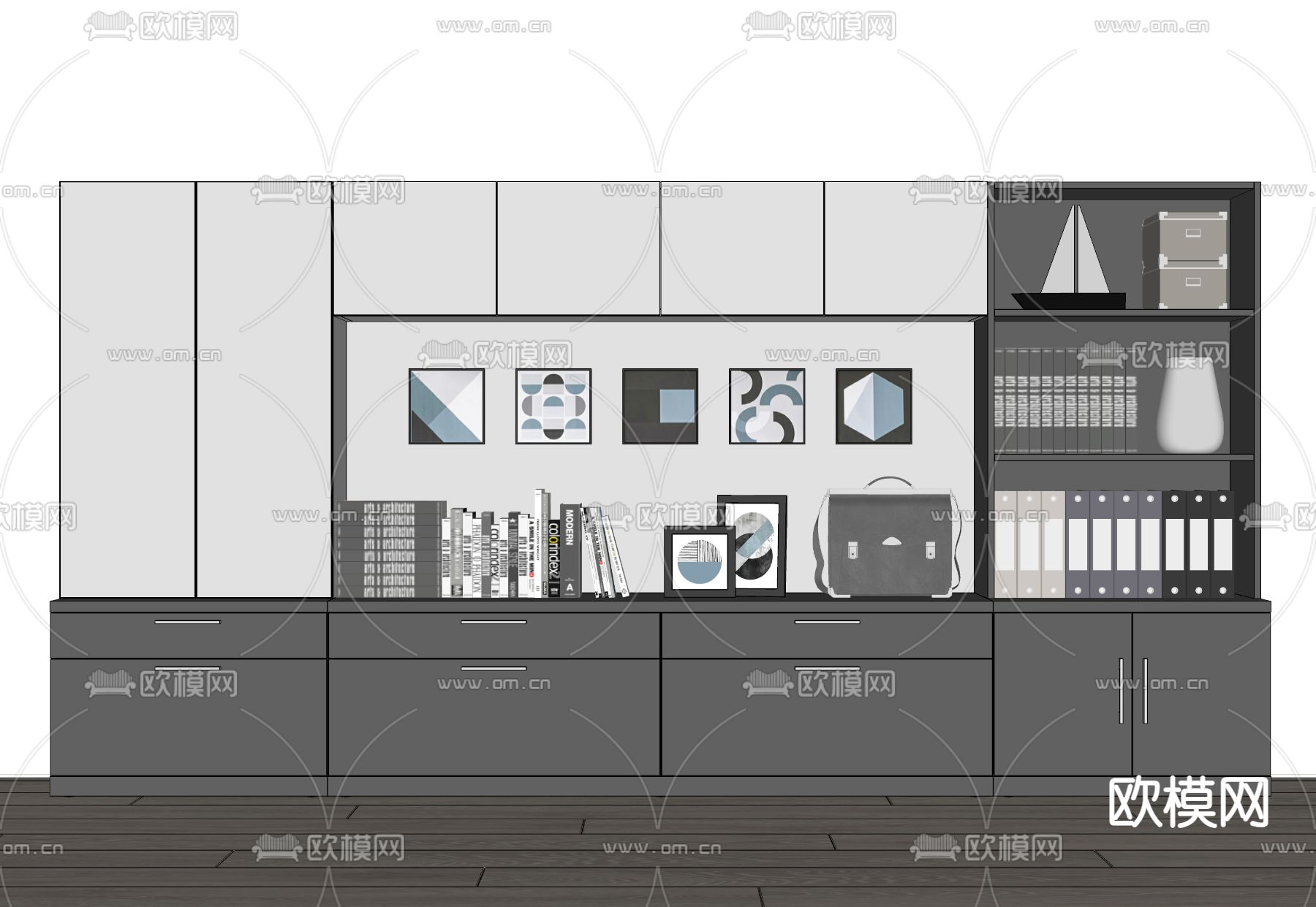 现代文件柜 档案柜su模型下载（渲染图2）