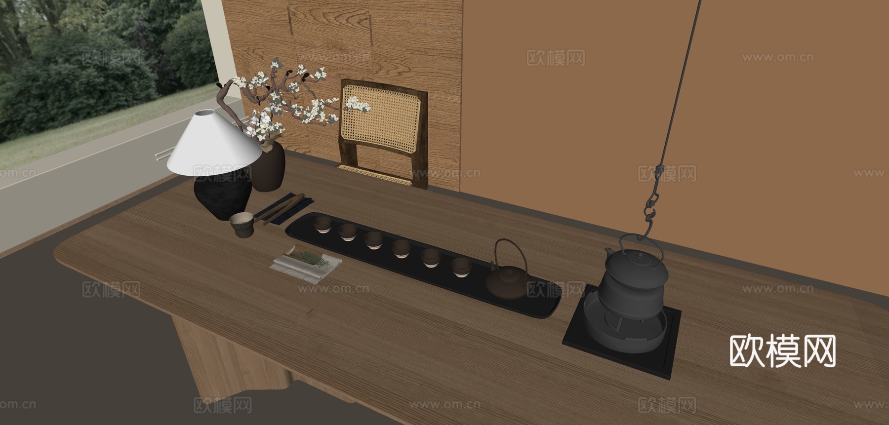 新中式茶具 茶壶 烧水壶 公道杯su模型下载（渲染图1）