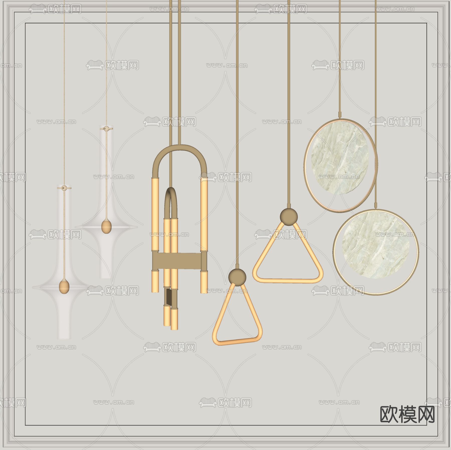 现代时尚吊灯su模型