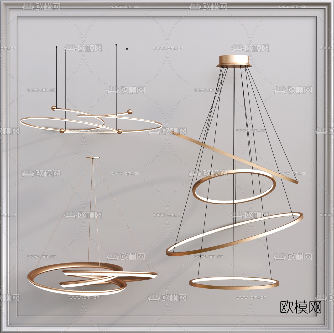 现代环形吊灯su模型下载（渲染图1）