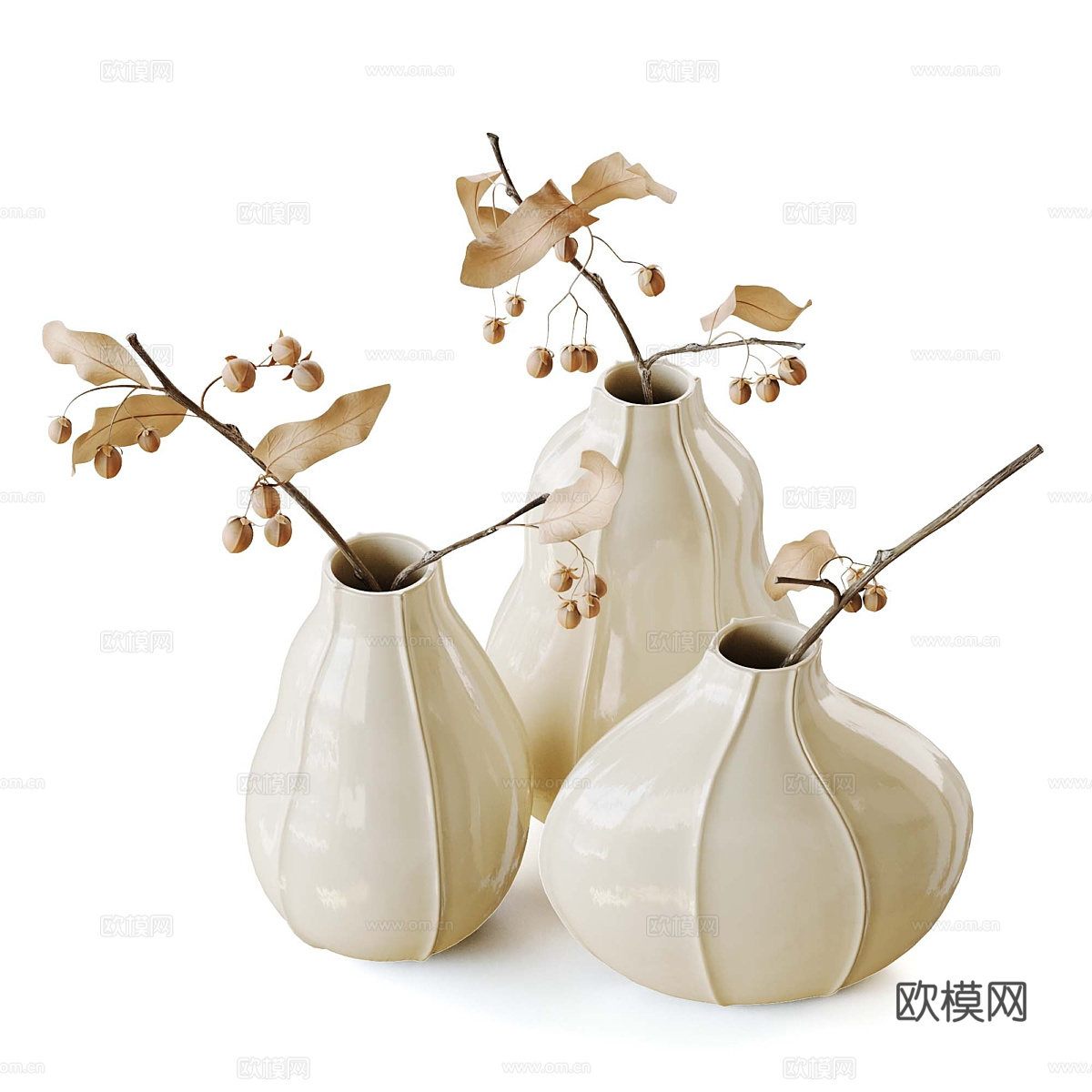 新中式花瓶花艺3d模型