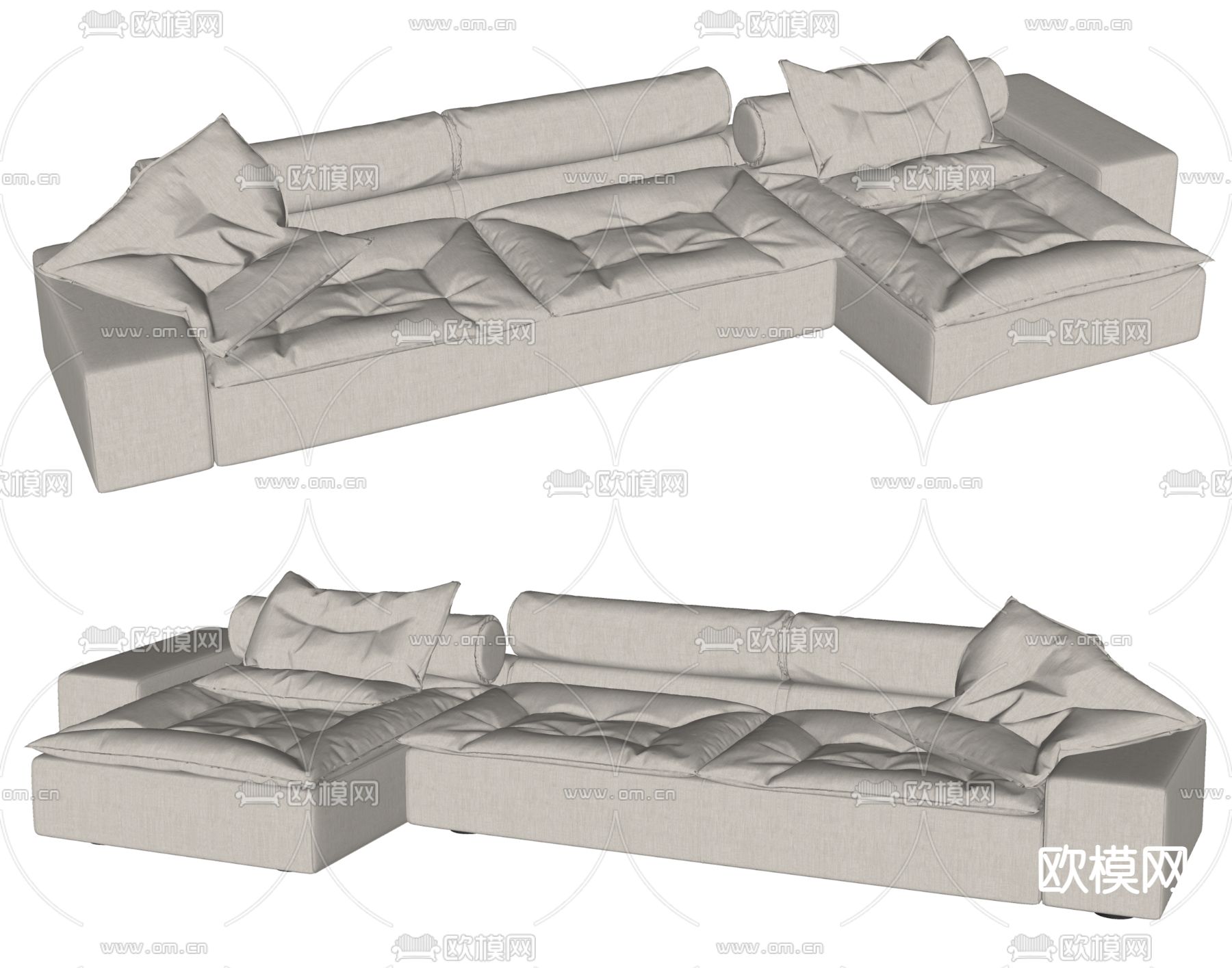Baxter 转角沙发su模型下载（渲染图2）