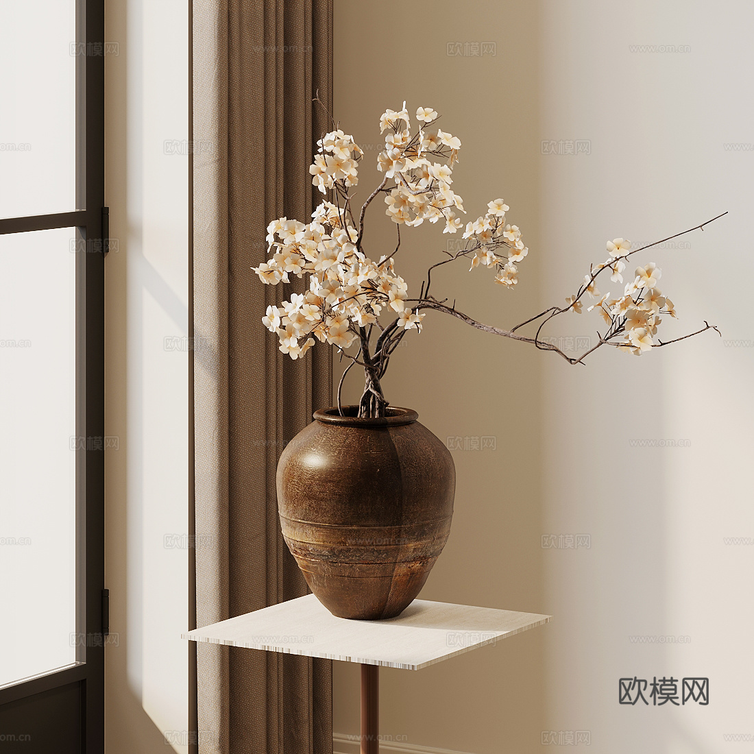 侘寂花瓶 干花 插花 永生花3d模型