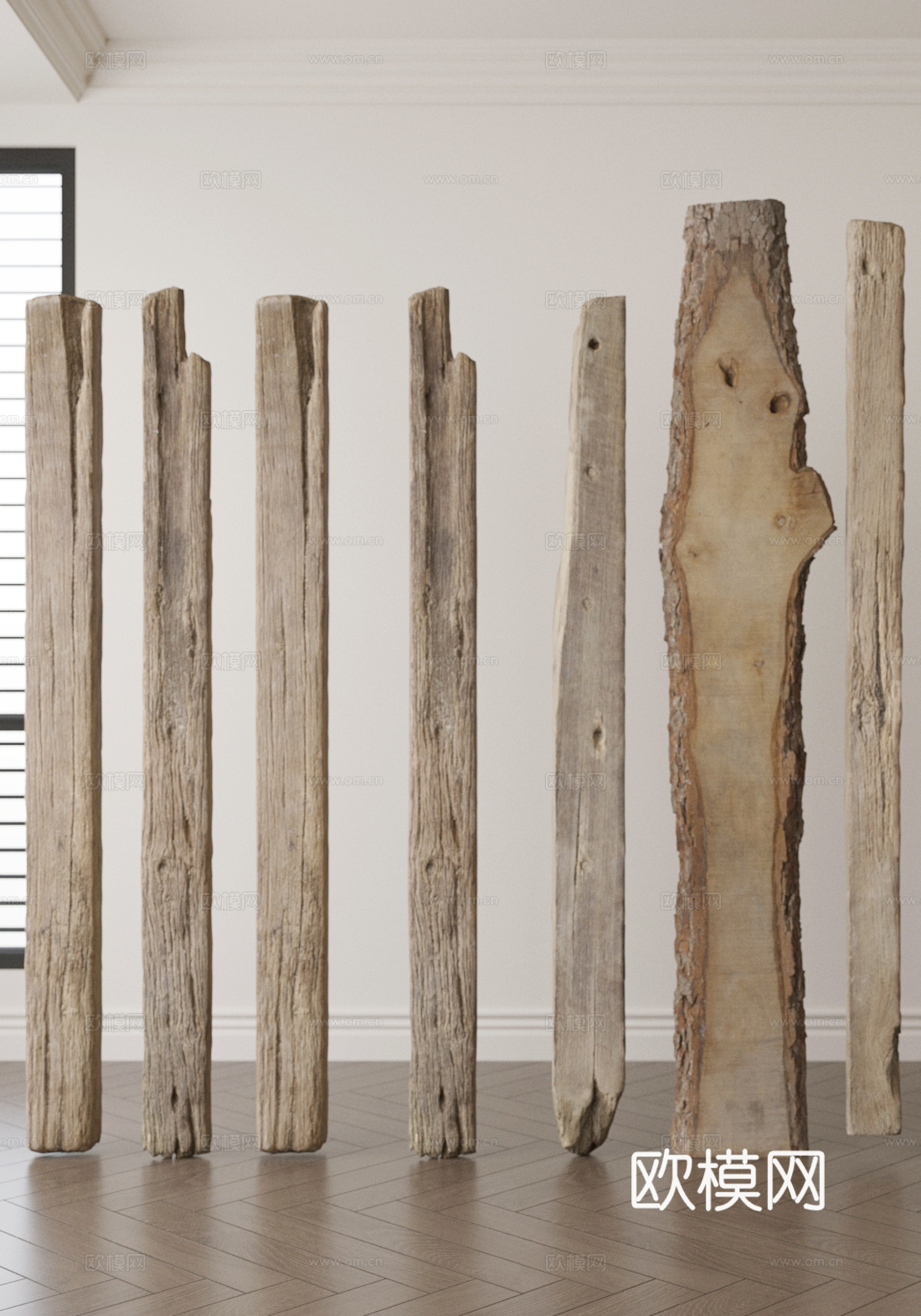 新中式木雕 木头摆件 实木摆件 横木3d模型下载