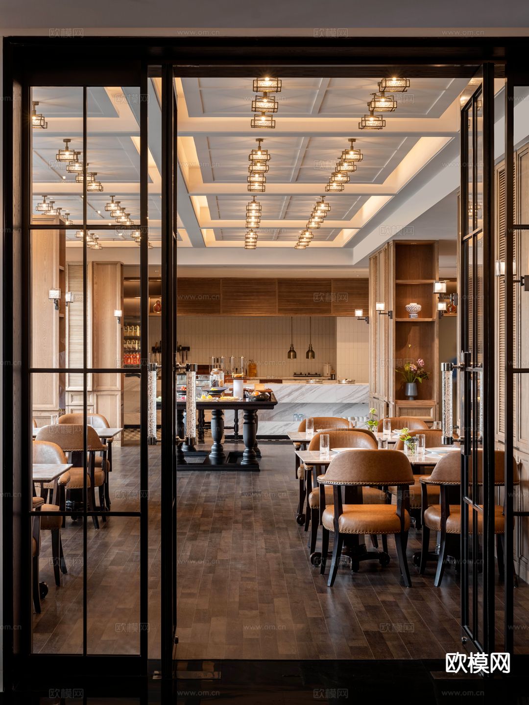现代西餐厅su模型下载（渲染图2）