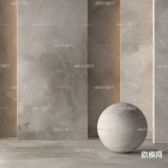 现代水泥墙面3d模型下载(渲染图1)