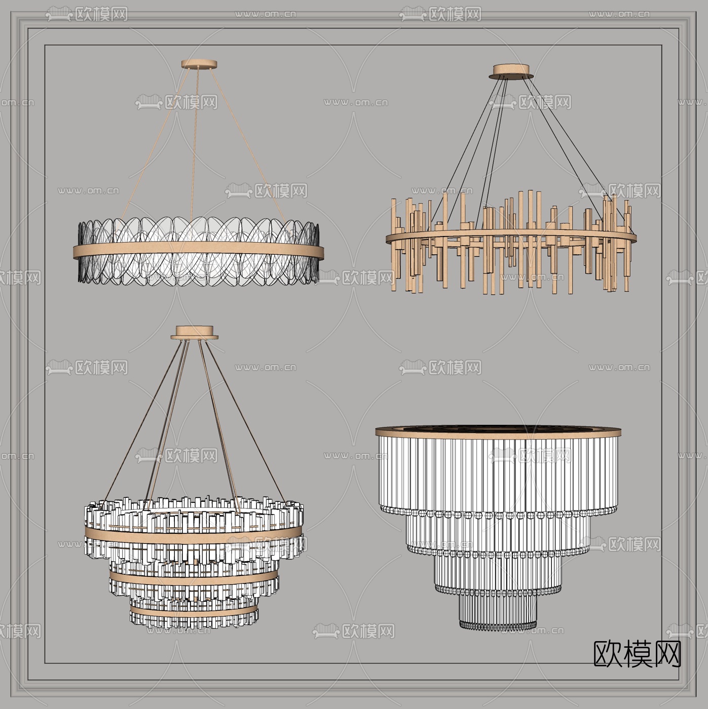现代水晶吊灯su模型