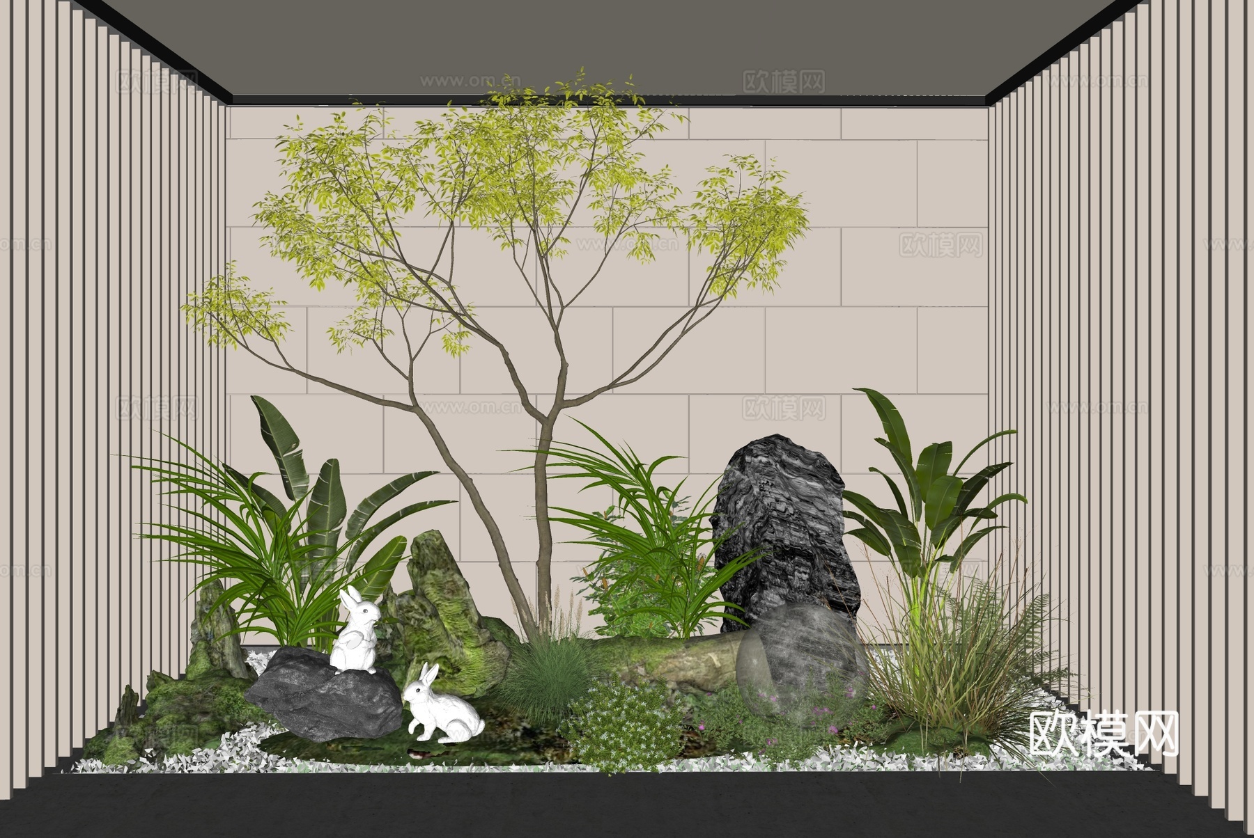 景观小品 景观造景 景观小品 假山绿植su模型