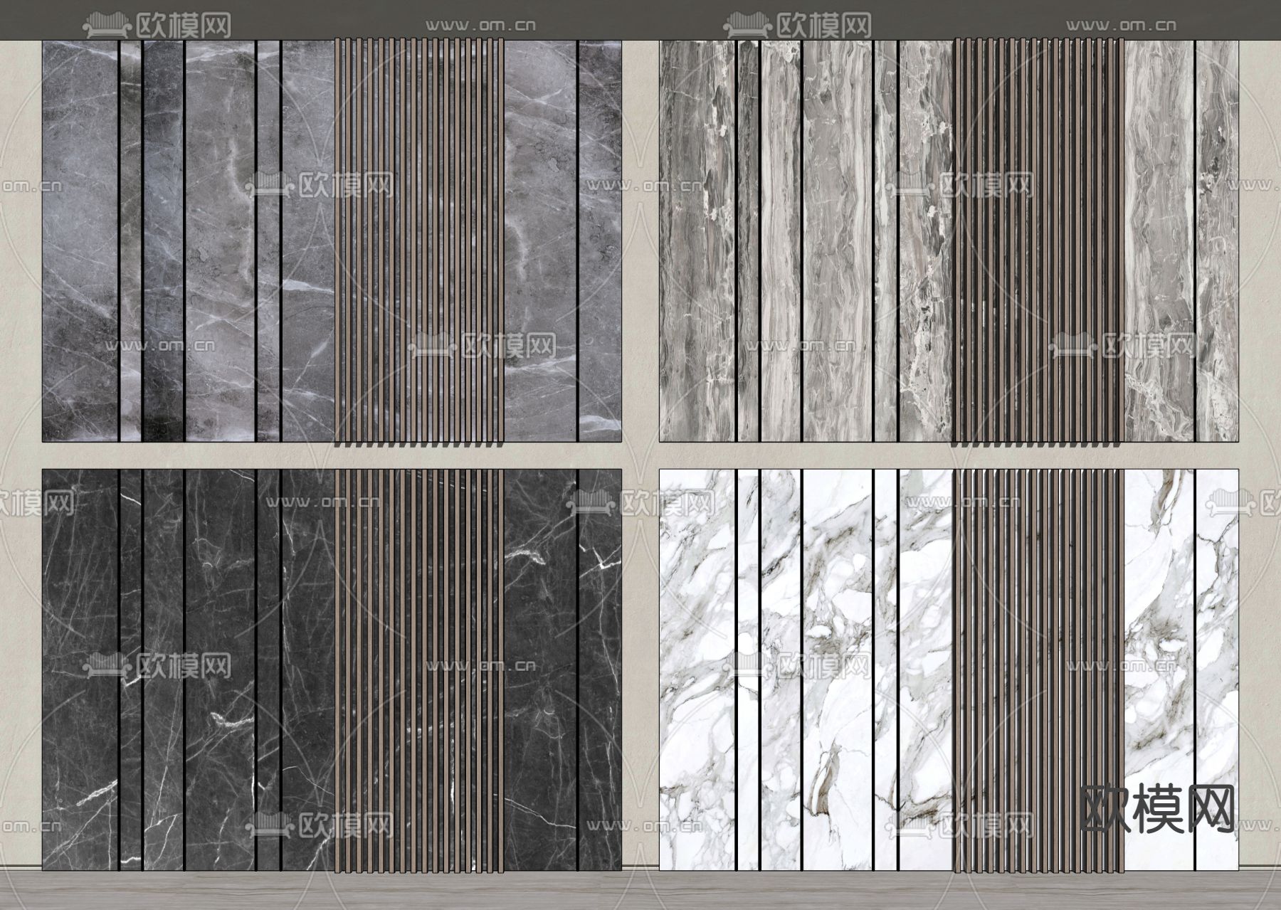 现代大理石背景墙su模型下载（渲染图2）