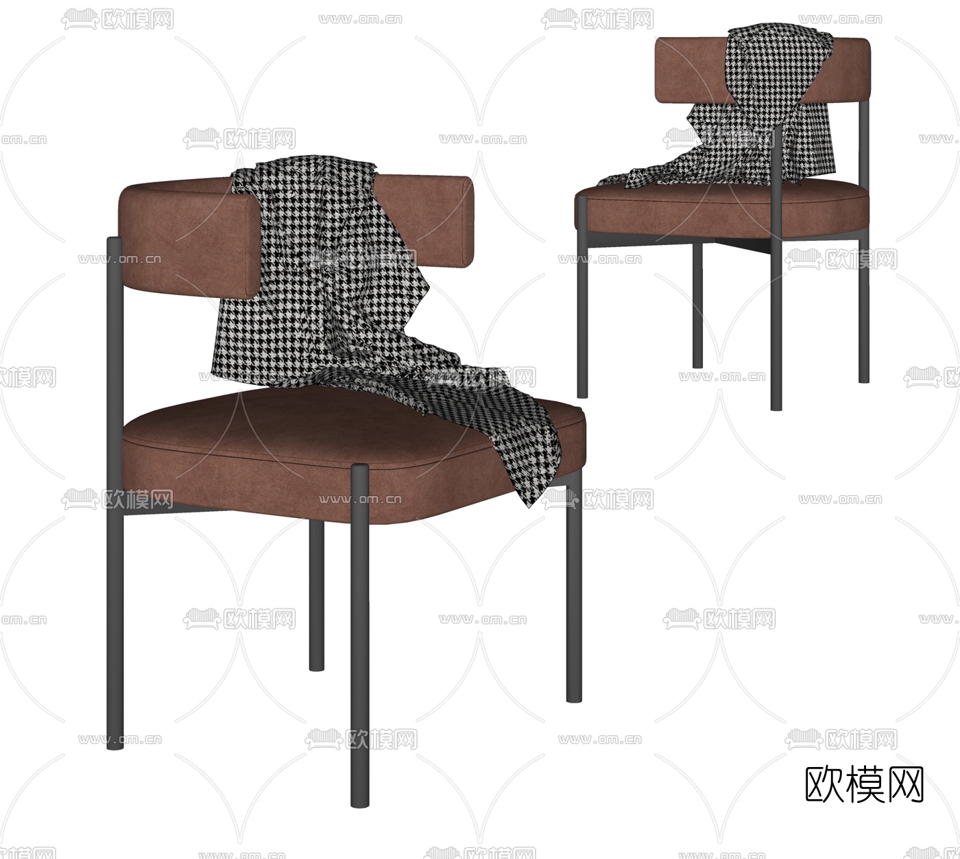 现代皮革单椅su模型下载（渲染图2）