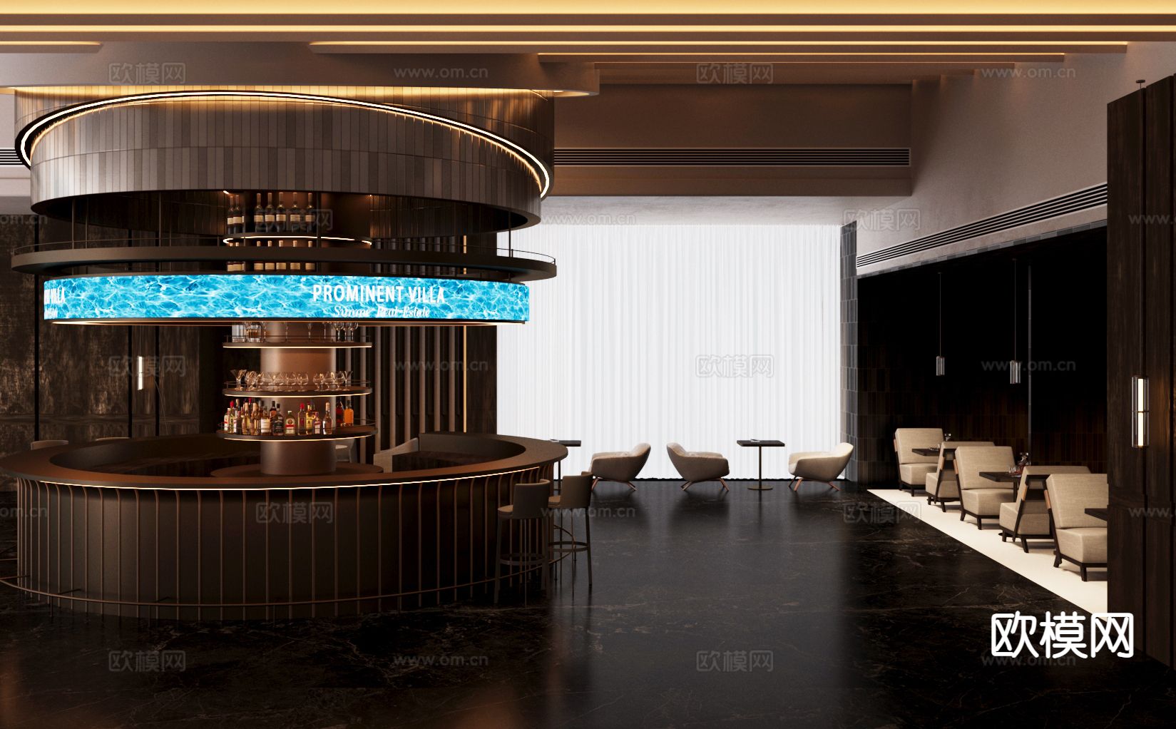 现代轻奢售楼部洽谈区su模型下载（渲染图4）