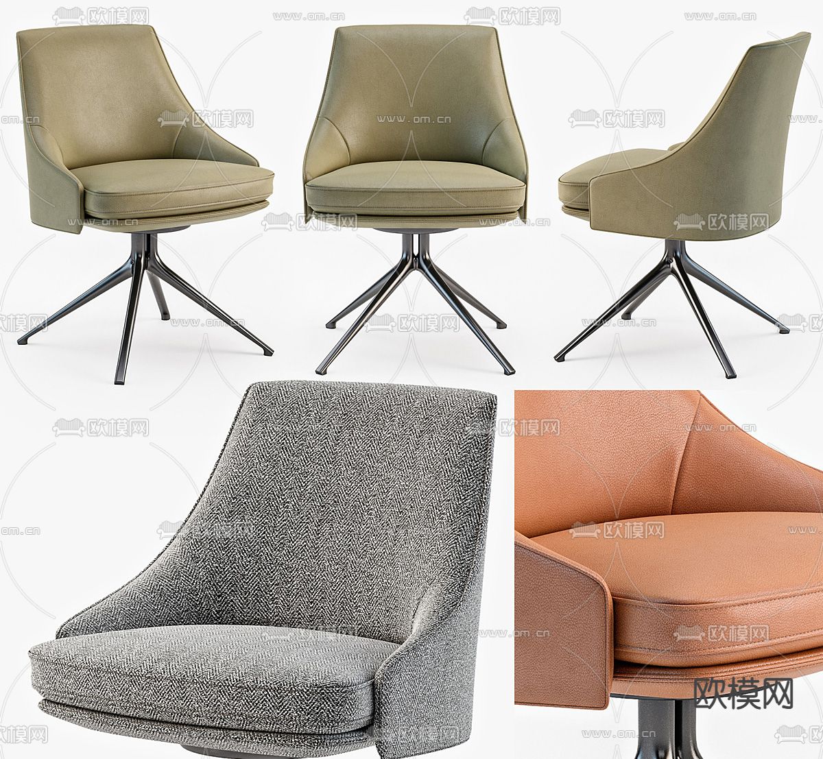 Poliform Stanford 皮革办公椅 班前椅 职员椅3d模型下载
