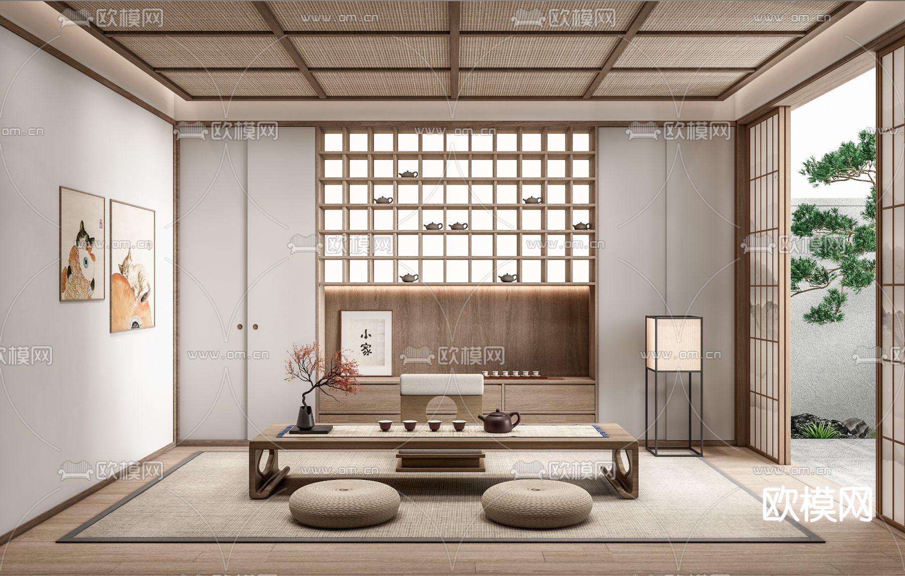 日式榻榻米茶室su模型