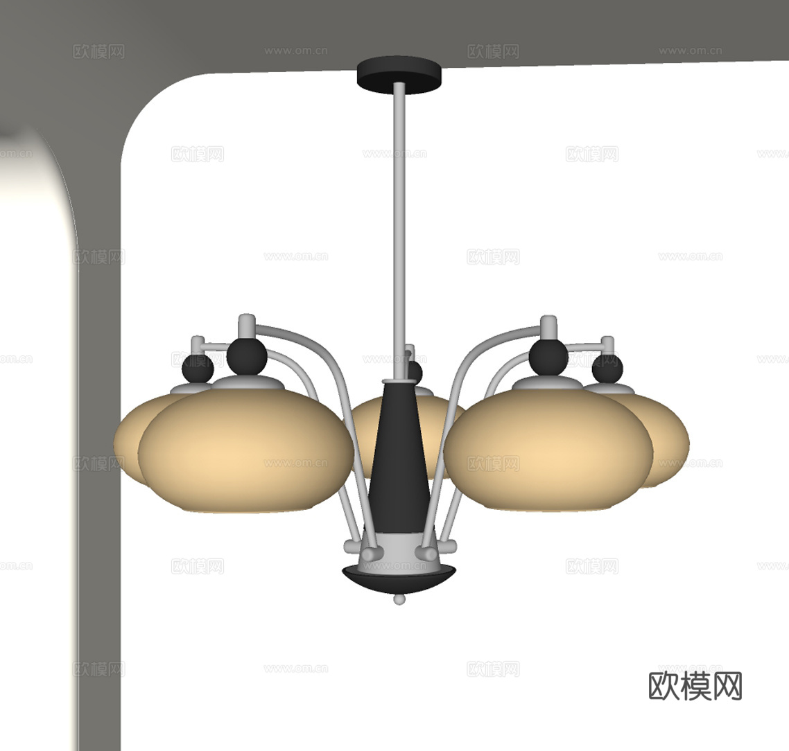 法式中古风吊灯su模型