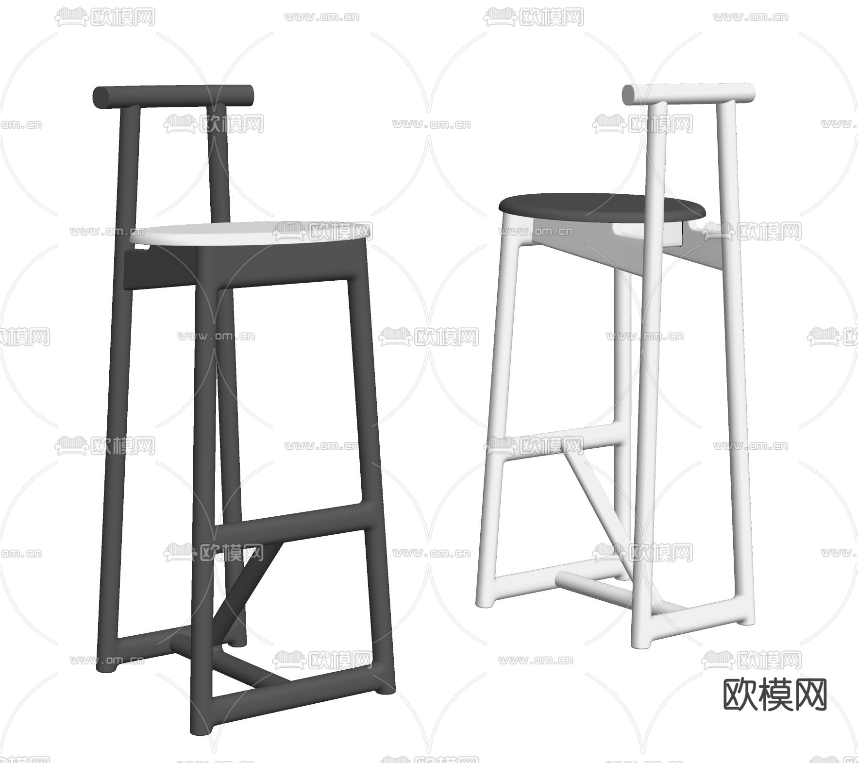 现代吧椅su模型下载（渲染图2）