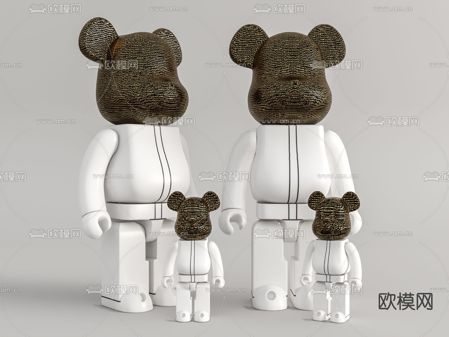 现代暴力熊雕塑摆件su模型