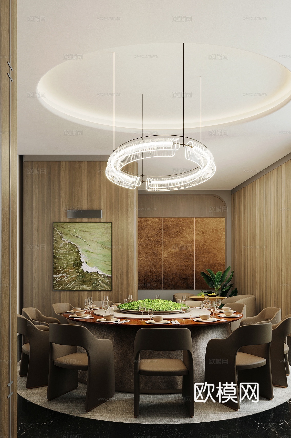 中餐厅包厢su模型下载（渲染图2）