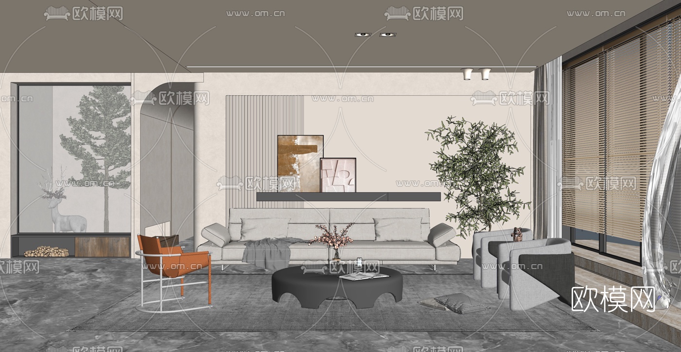 现代客厅su模型