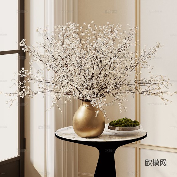 现代花瓶 花艺 干花 插花3d模型下载