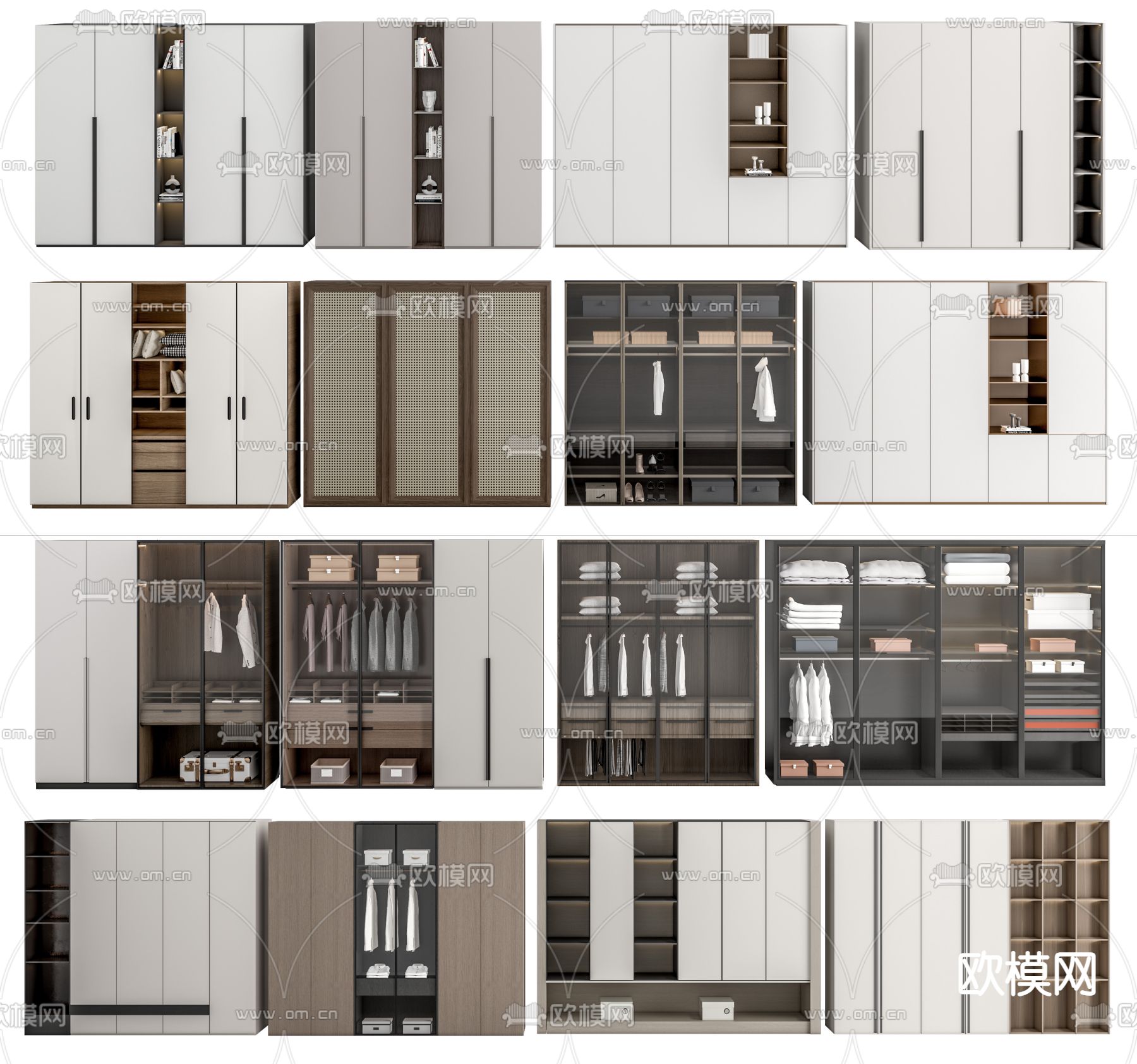 现代衣柜 玻璃衣柜su模型下载（渲染图1）