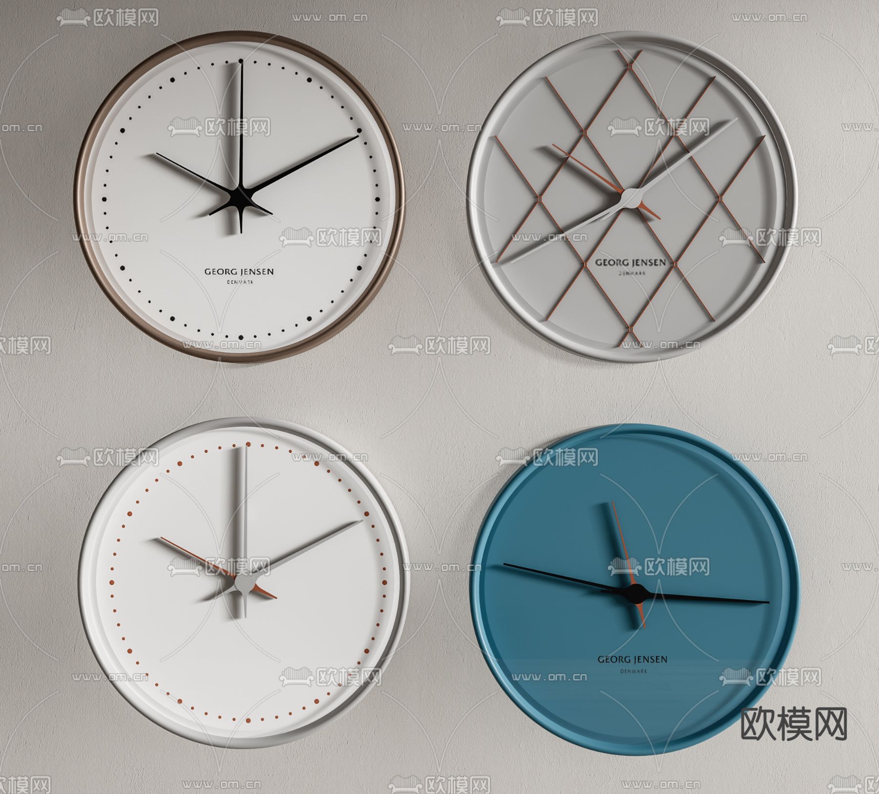 现代挂钟 钟表su模型下载（渲染图1）
