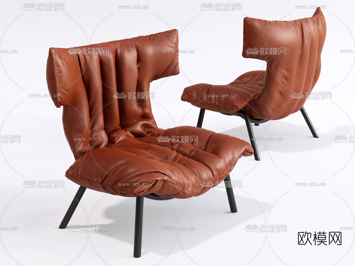 现代皮革休闲椅su模型