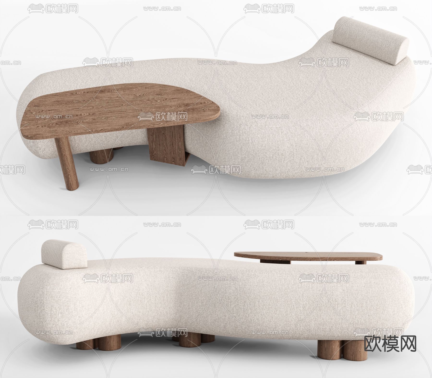 现代布艺弧形沙发su模型