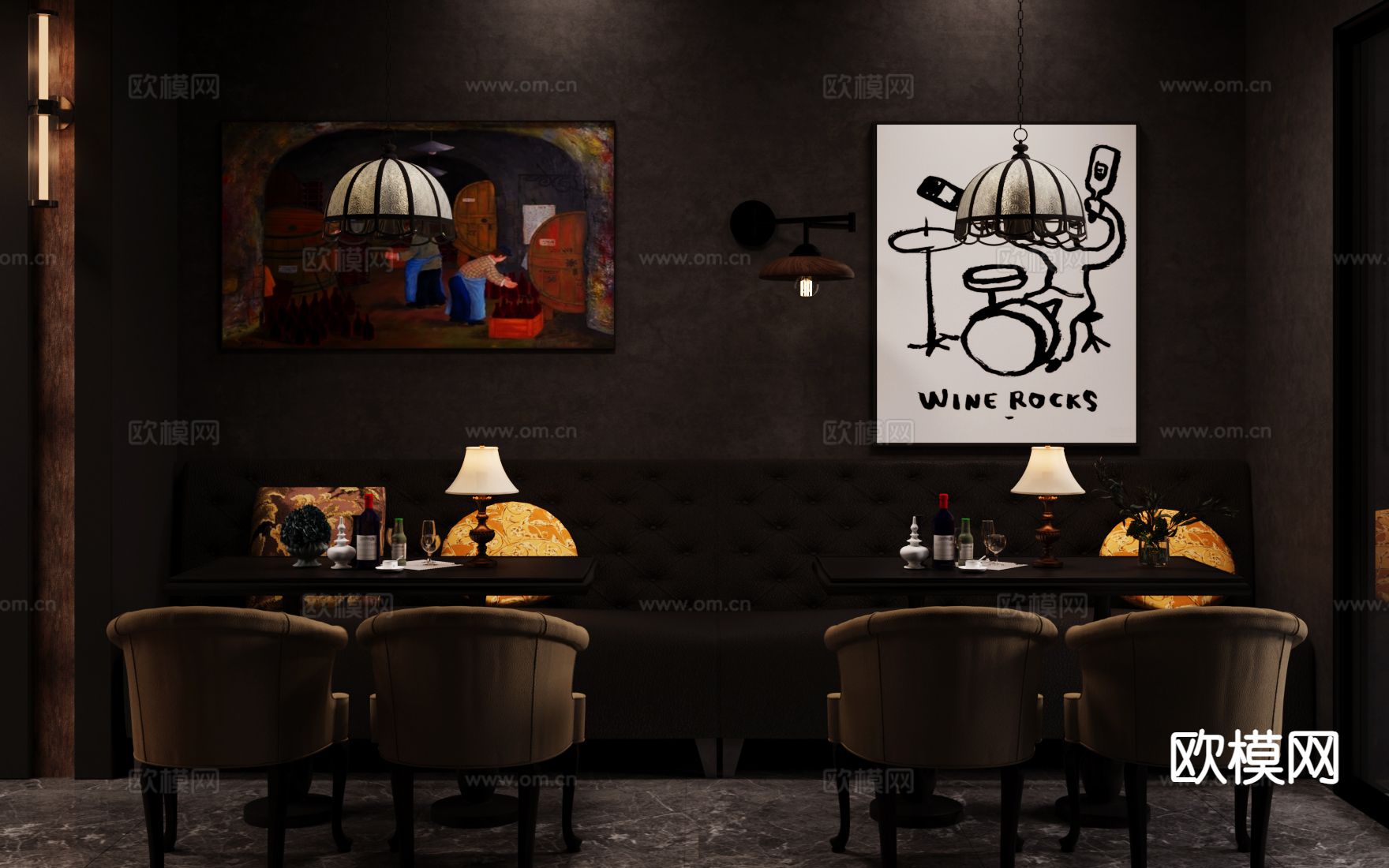 新古典酒吧 清吧su模型下载（渲染图3）