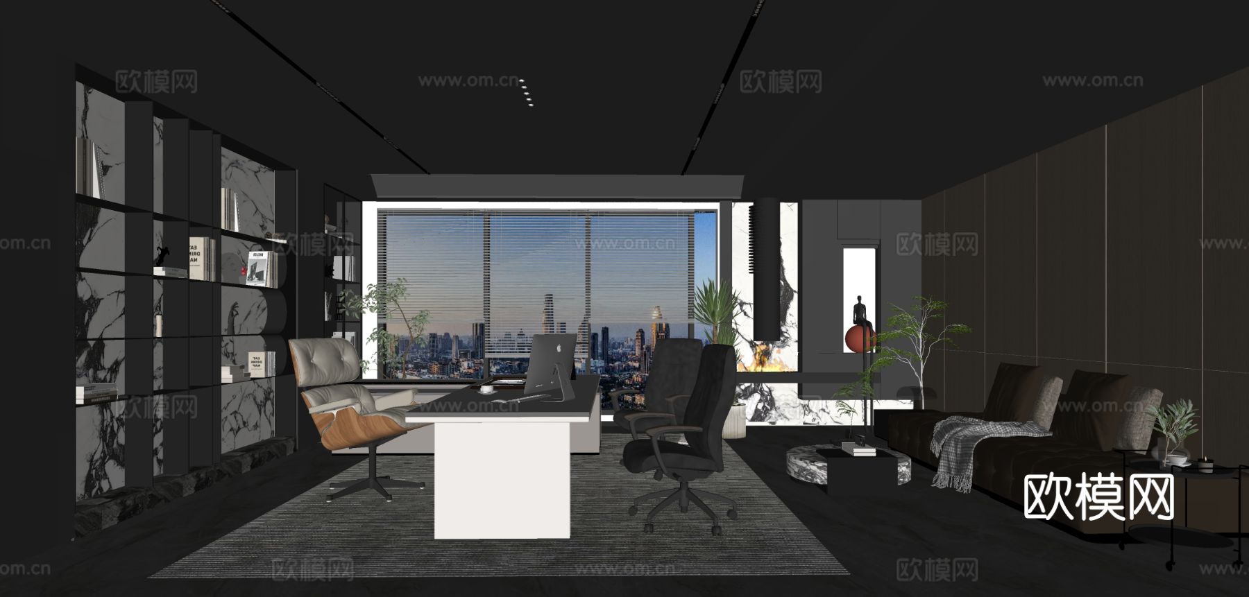 意式经理办公室 总裁办公室su模型下载（渲染图1）