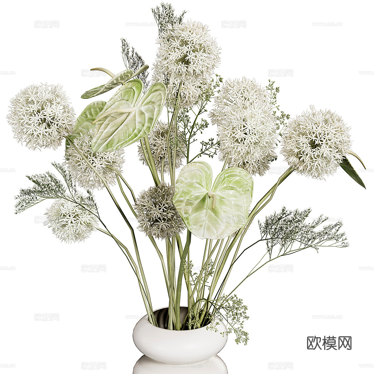 新中式花瓶花艺3d模型