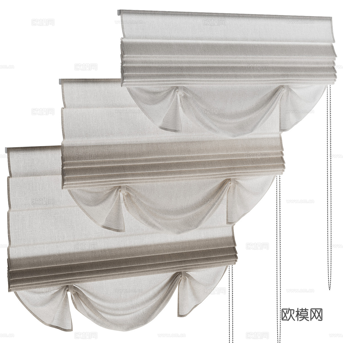 新中式罗马帘3d模型