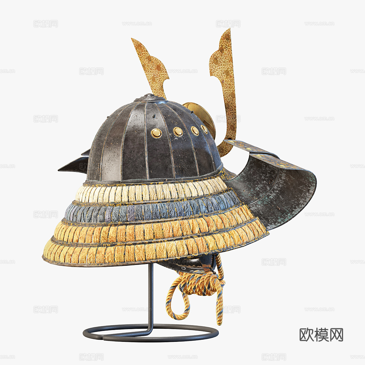 日式卡布托武士头盔摆件3d模型