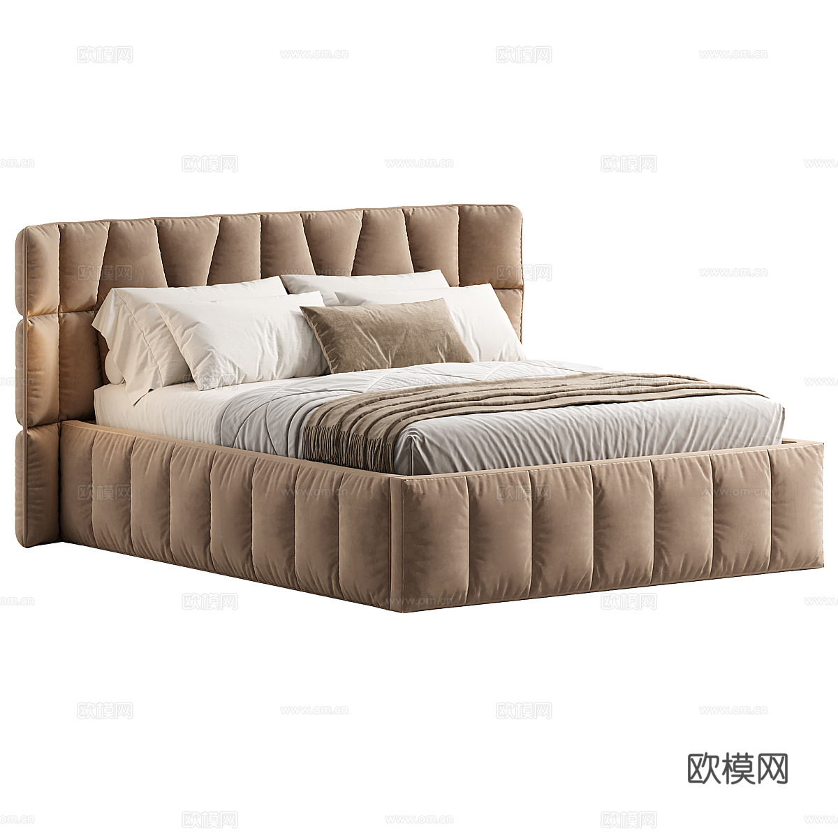 现代奶油风 钻石床3d模型