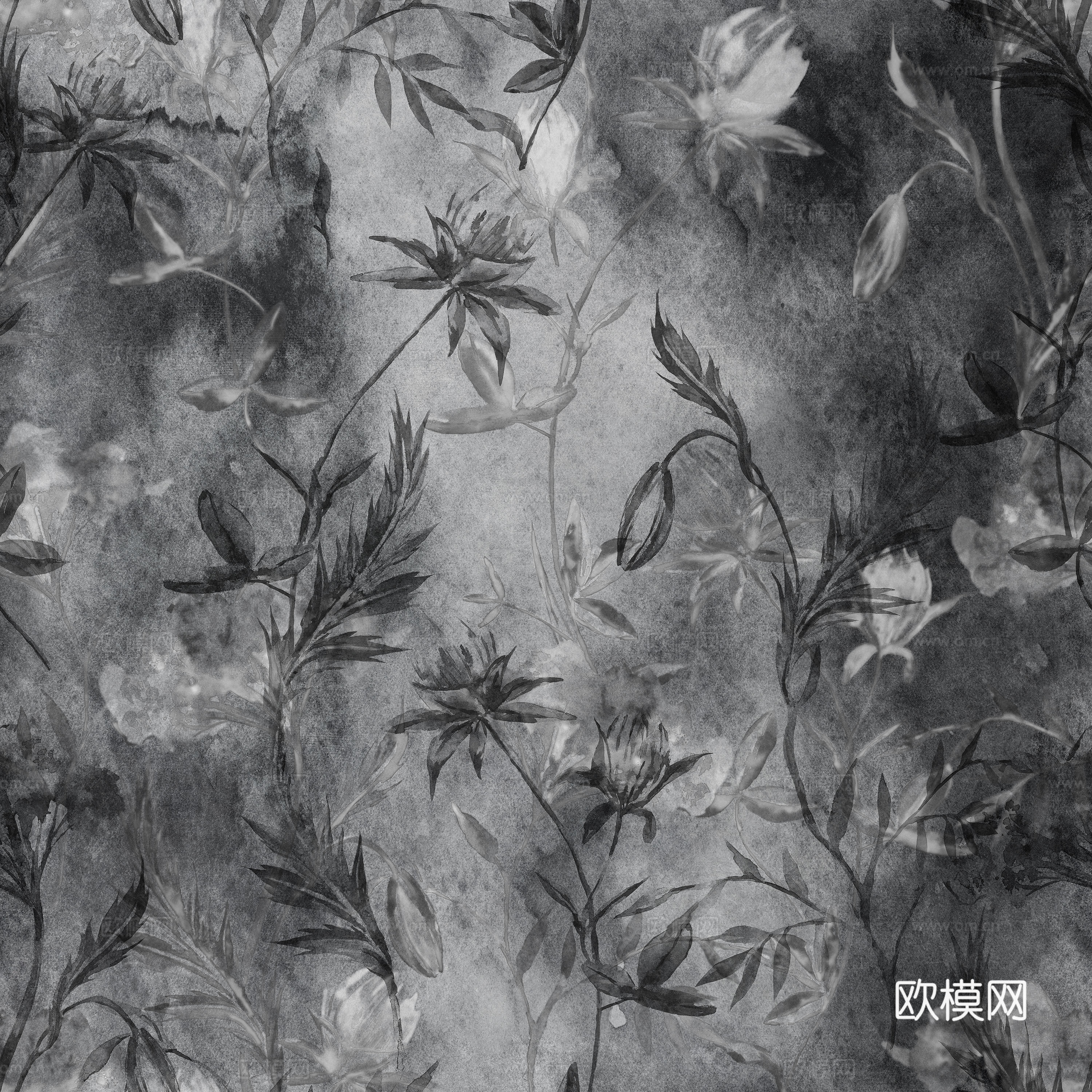 黑灰色印花壁纸