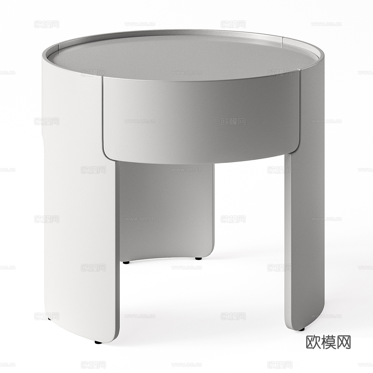 现代奶油风圆形床头柜3d模型