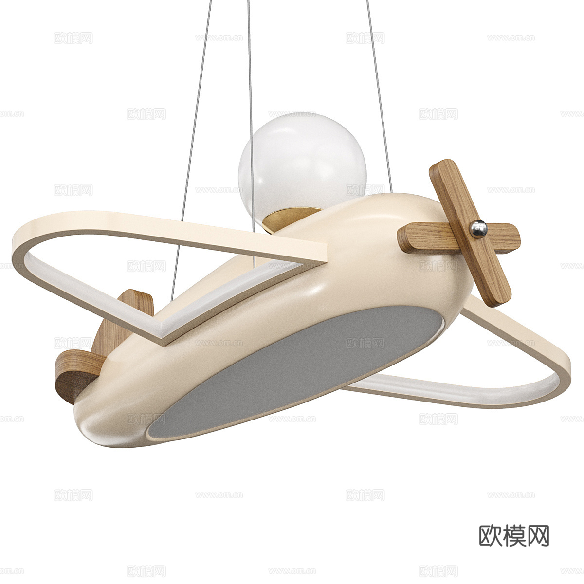 现代奶油风儿童飞机吊灯3d模型