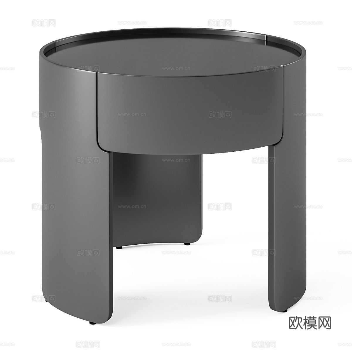 现代奶油风圆形床头柜3d模型