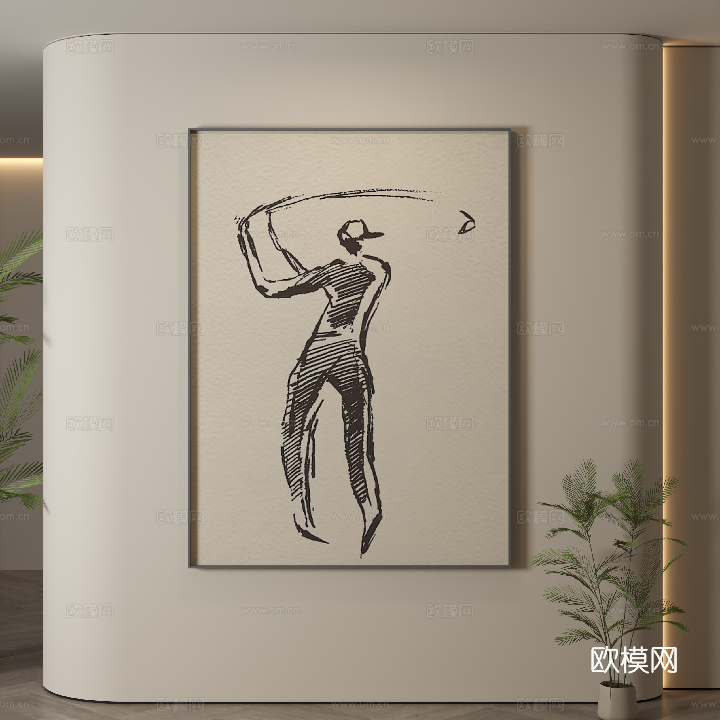 现代装饰画 装饰画 现代挂画 挂画 简约挂画su模型