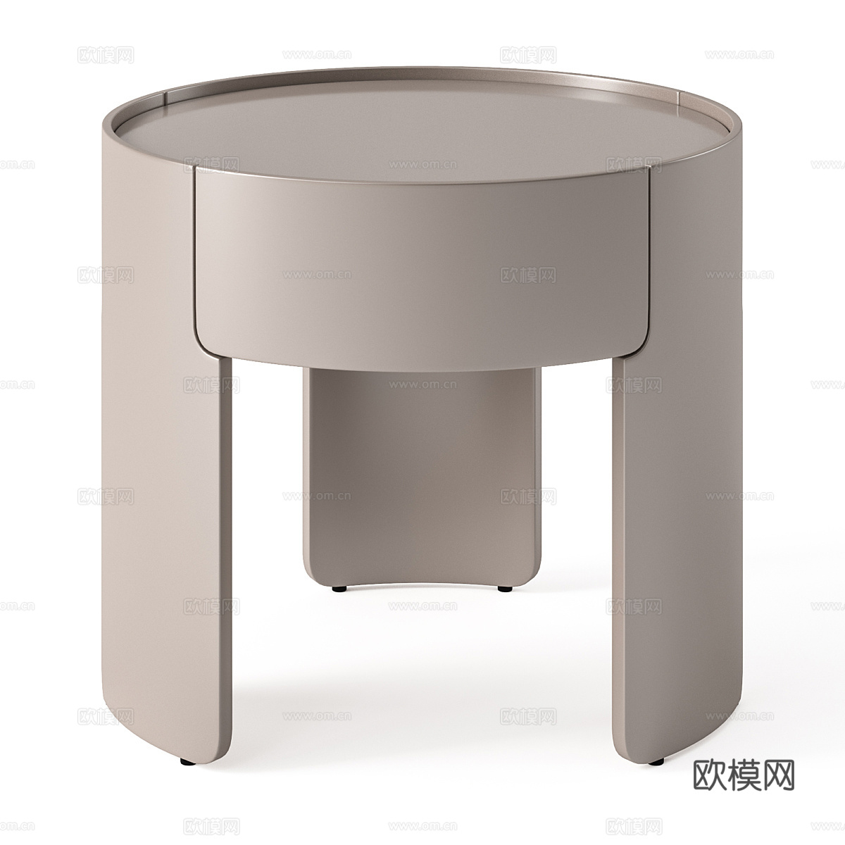 现代奶油风圆形床头柜3d模型