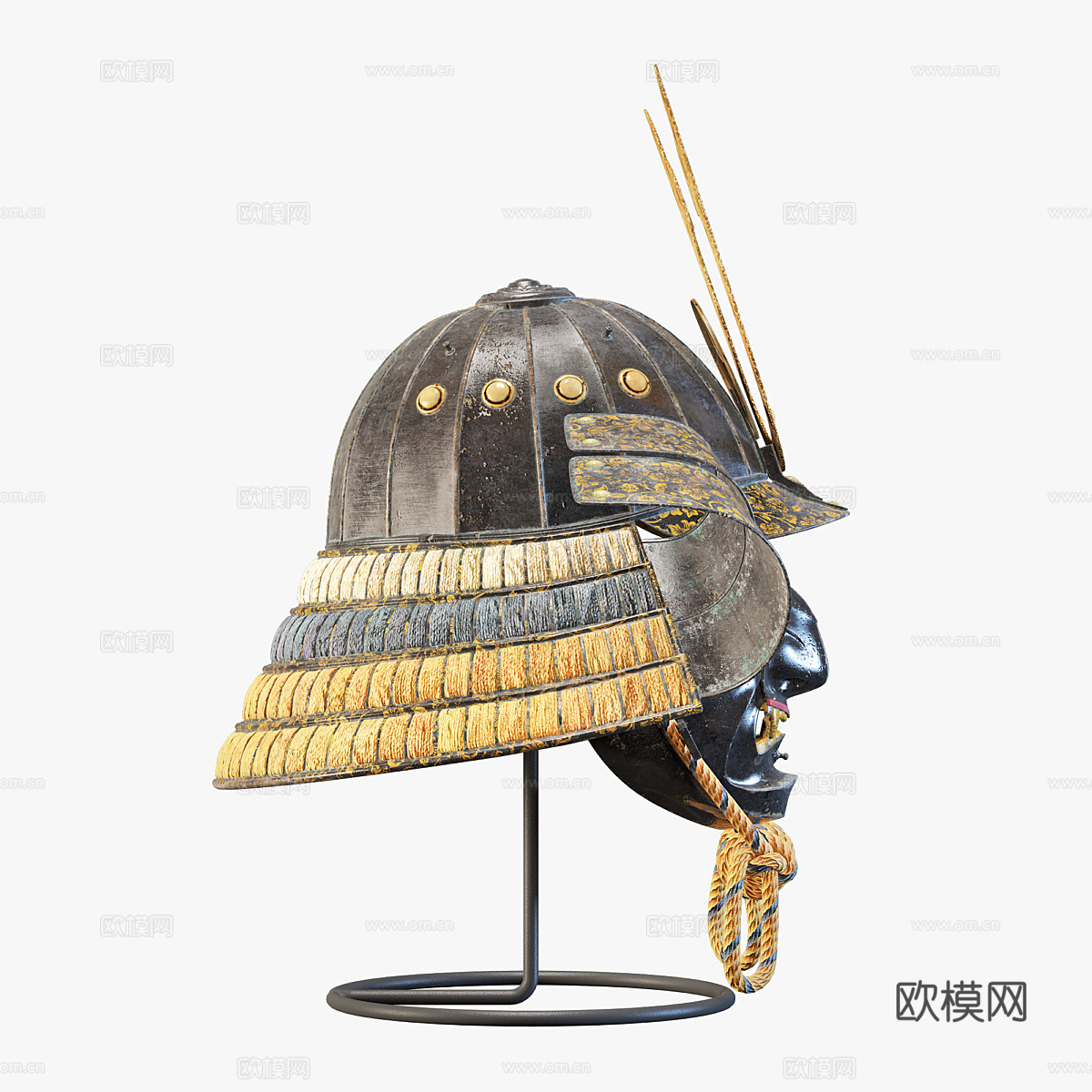 日式卡布托武士头盔摆件3d模型