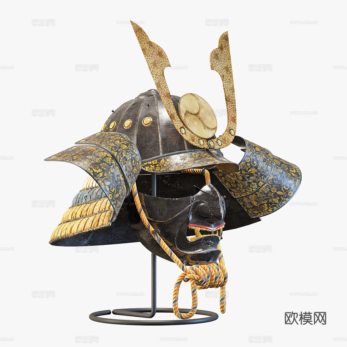 日式卡布托武士头盔摆件3d模型